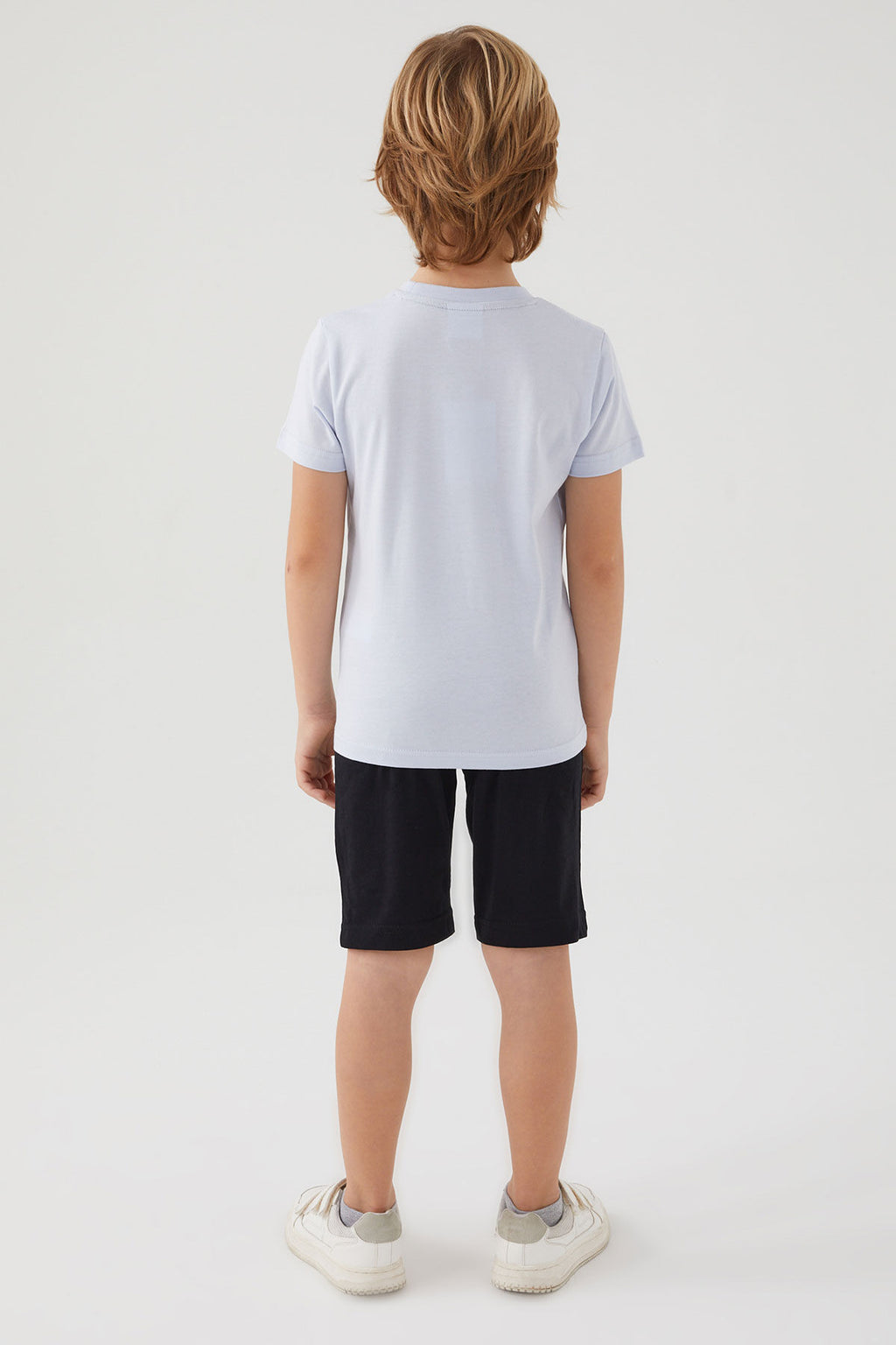 U.S. Polo Assn. Erkek Çocuk Bisiklet Yaka Pigment Baskılı Yazlık Regular Fit Mavi Bermuda Takım US1369-C-V4