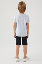 U.S. Polo Assn. Erkek Çocuk Bisiklet Yaka Pigment Baskılı Yazlık Regular Fit Mavi Bermuda Takım US1369-C-V4