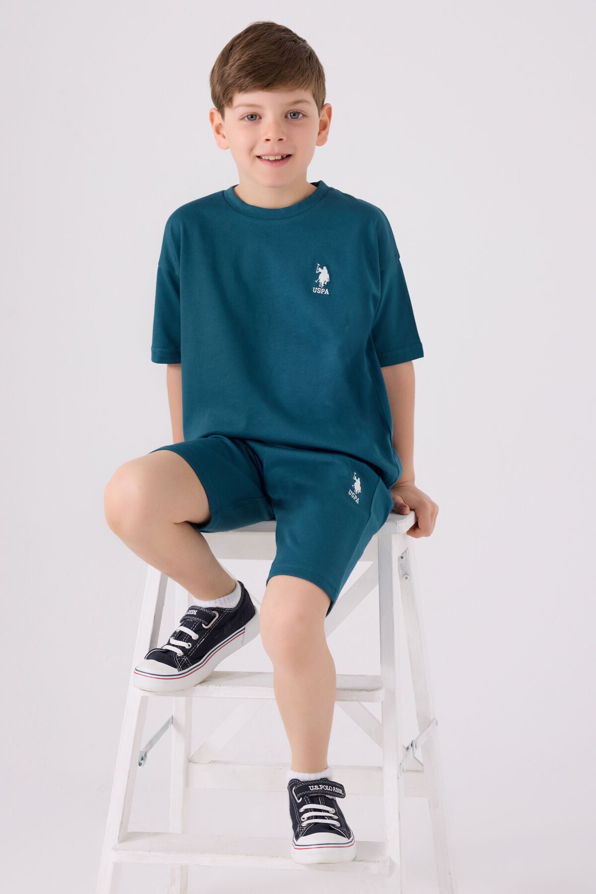 U.S. Polo Assn. Erkek Çocuk Bisiklet Yaka Sargı Nakışlı Yazlık Regular Fit Mavi Bermuda Takım US1779-C-V38 Ürün ana görseli