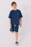 U.S. Polo Assn. Erkek Çocuk Bisiklet Yaka Sargı Nakışlı Yazlık Regular Fit Mavi Bermuda Takım US1780-C-V11