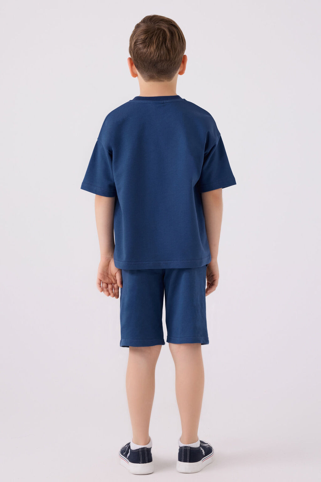 U.S. Polo Assn. Erkek Çocuk Bisiklet Yaka Sargı Nakışlı Yazlık Regular Fit Mavi Bermuda Takım US1780-C-V11