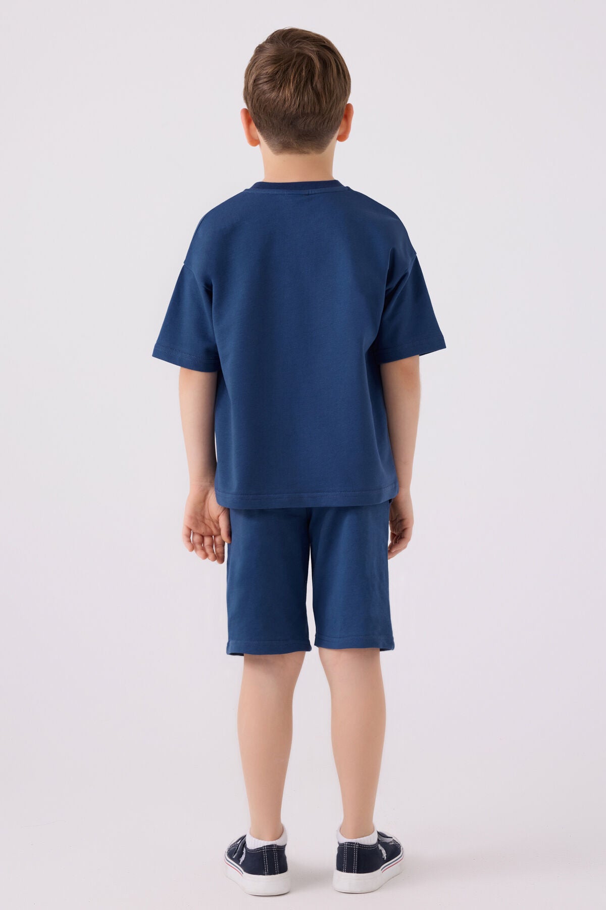 U.S. Polo Assn. Erkek Çocuk Bisiklet Yaka Sargı Nakışlı Yazlık Regular Fit Mavi Bermuda Takım US1780-C-V11
