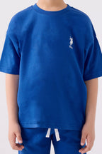 U.S. Polo Assn. Erkek Çocuk Bisiklet Yaka Pigment Baskılı Yazlık Regular Fit Mavi Bermuda Takım US1780-C-V3