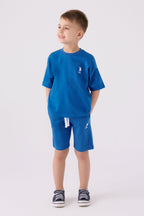 U.S. Polo Assn. Erkek Çocuk Bisiklet Yaka Pigment Baskılı Yazlık Regular Fit Mavi Bermuda Takım US1780-C-V6