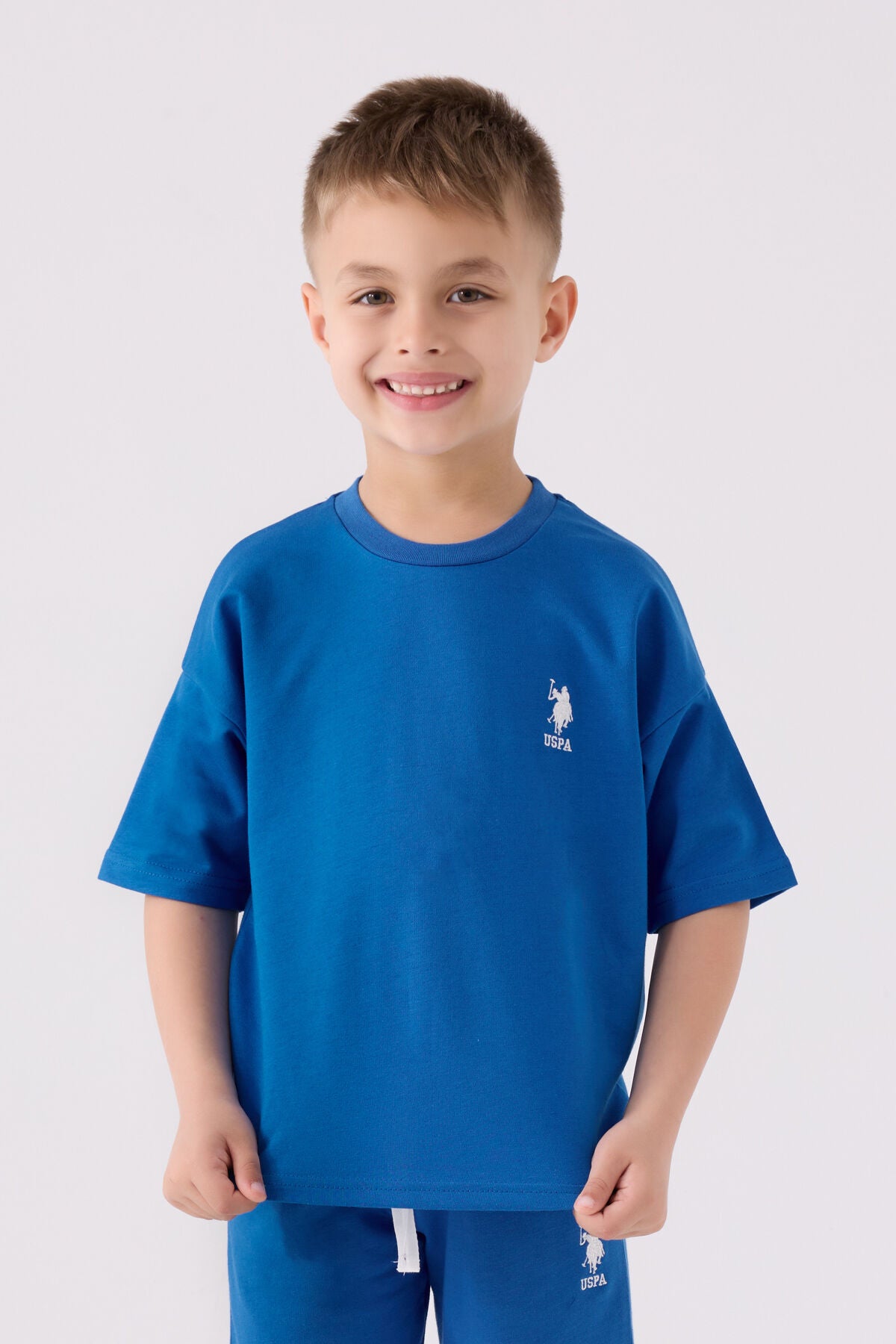 U.S. Polo Assn. Erkek Çocuk Bisiklet Yaka Pigment Baskılı Yazlık Regular Fit Mavi Bermuda Takım US1780-C-V6 Ürün ikincil görseli