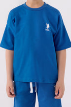 U.S. Polo Assn. Erkek Çocuk Bisiklet Yaka Pigment Baskılı Yazlık Regular Fit Mavi Bermuda Takım US1780-C-V6