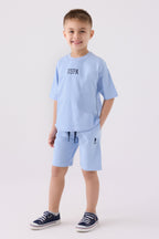 U.S. Polo Assn. Erkek Çocuk Bisiklet Yaka Pigment Baskılı Yazlık Regular Fit Mavi Bermuda Takım US1781-C-V10