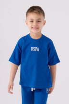 U.S. Polo Assn. Erkek Çocuk Bisiklet Yaka Pigment Baskılı Yazlık Regular Fit Mavi Bermuda Takım US1781-C-V7