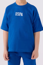 U.S. Polo Assn. Erkek Çocuk Bisiklet Yaka Pigment Baskılı Yazlık Regular Fit Mavi Bermuda Takım US1781-C-V7