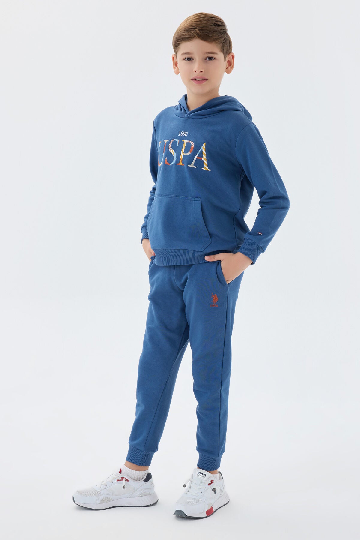 U.S. Polo Assn. Erkek Çocuk Kapüşonlu Sargı Nakışlı Kışlık Regular Fit Lacivert Eşofman Takımı US1518-C-V2 Ürün ana görseli