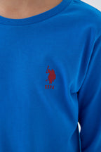 U.S. Polo Assn. Erkek Çocuk Bisiklet Yaka Pigment Baskılı Kışlık Regular Fit Mavi Pijama Takımı US1580-C-V5