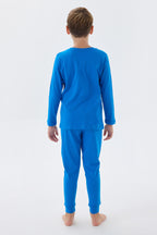 U.S. Polo Assn. Erkek Çocuk Bisiklet Yaka Pigment Baskılı Kışlık Regular Fit Mavi Pijama Takımı US1580-C-V5