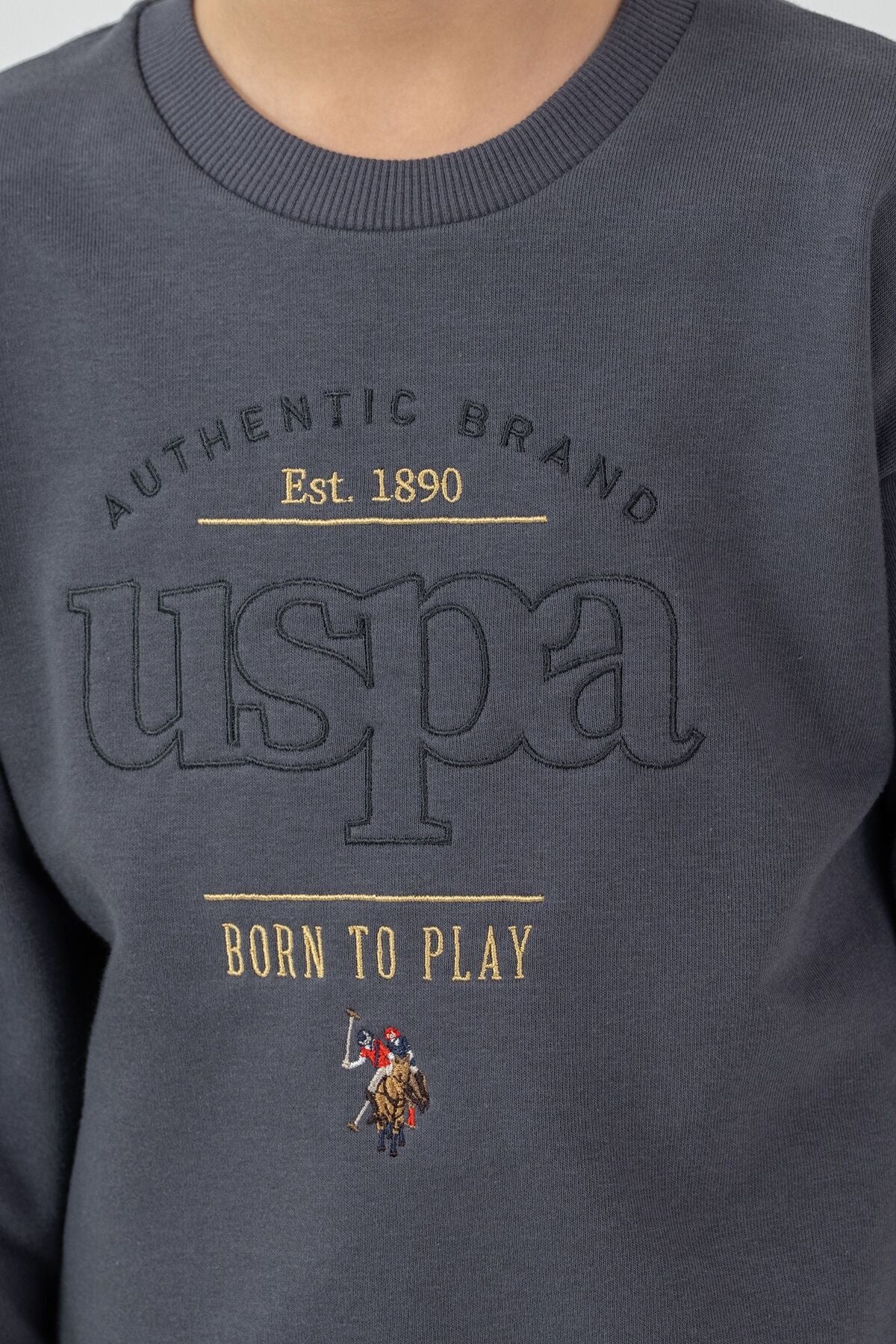 U.S. Polo Assn. Erkek Çocuk Nakışlı Antrasit Uzun Kol Eşofman Takımı US2629-C-V2