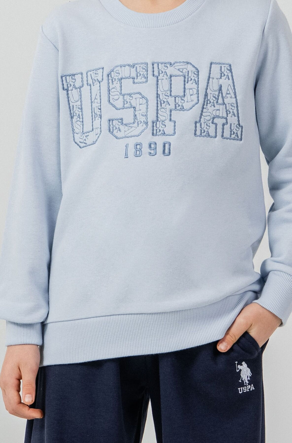 U.S. Polo Assn. Erkek Çocuk Nakışlı Mavi Uzun Kol Eşofman Takımı US2610-C-V1
