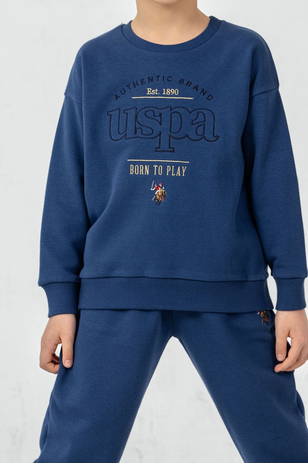 U.S. Polo Assn. Erkek Çocuk Nakışlı Mavi Uzun Kol Eşofman Takımı US2629-C-V3 Ürün ikincil görseli