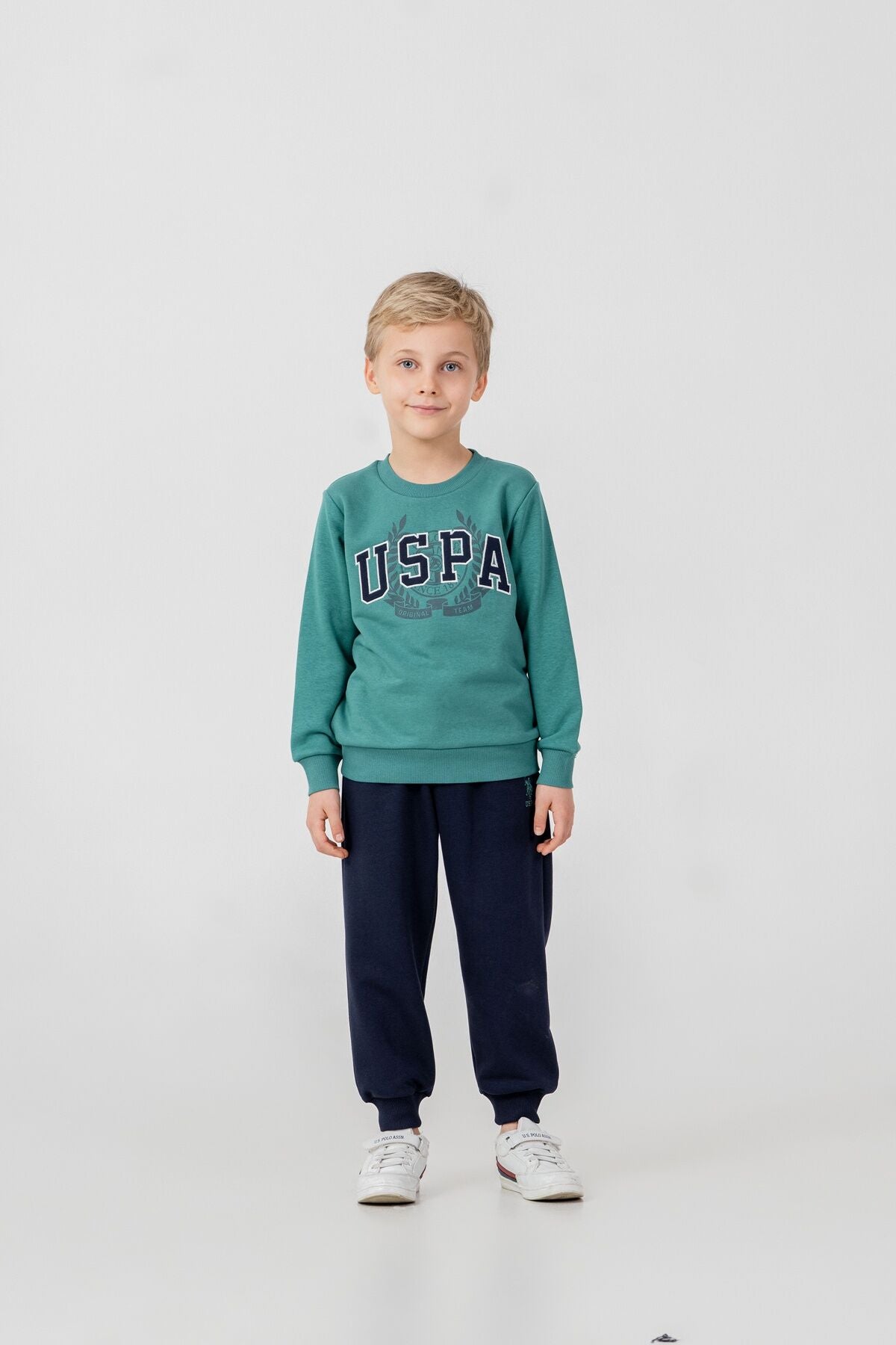 U.S. Polo Assn. Erkek Çocuk Nakışlı Yeşil Uzun Kol Eşofman Takımı US2604-C-V1