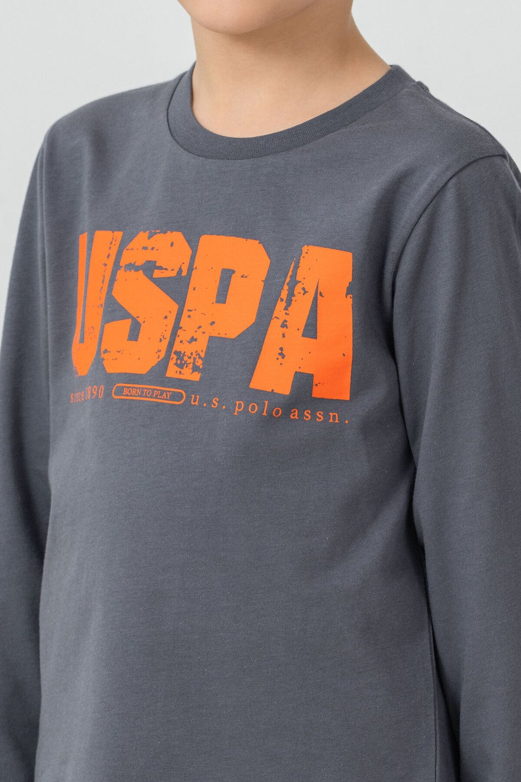 U.S. Polo Assn. Erkek Çocuk Pijama Takımı Baskılı Antrasit Uzun Kol Pijama Takımı US2634-C-V2