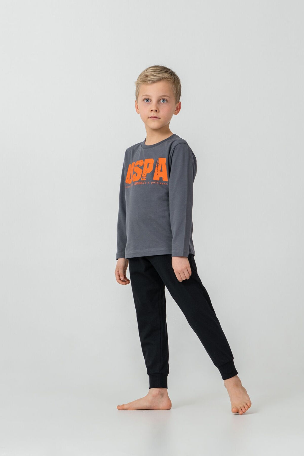U.S. Polo Assn. Erkek Çocuk Pijama Takımı Baskılı Antrasit Uzun Kol Pijama Takımı US2634-C-V2