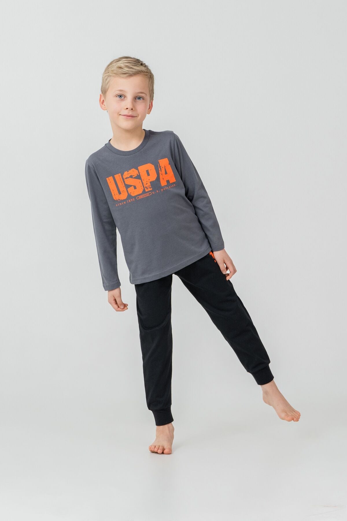 U.S. Polo Assn. Erkek Çocuk Pijama Takımı Baskılı Antrasit Uzun Kol Pijama Takımı US2634-C-V2 Ürün ana görseli