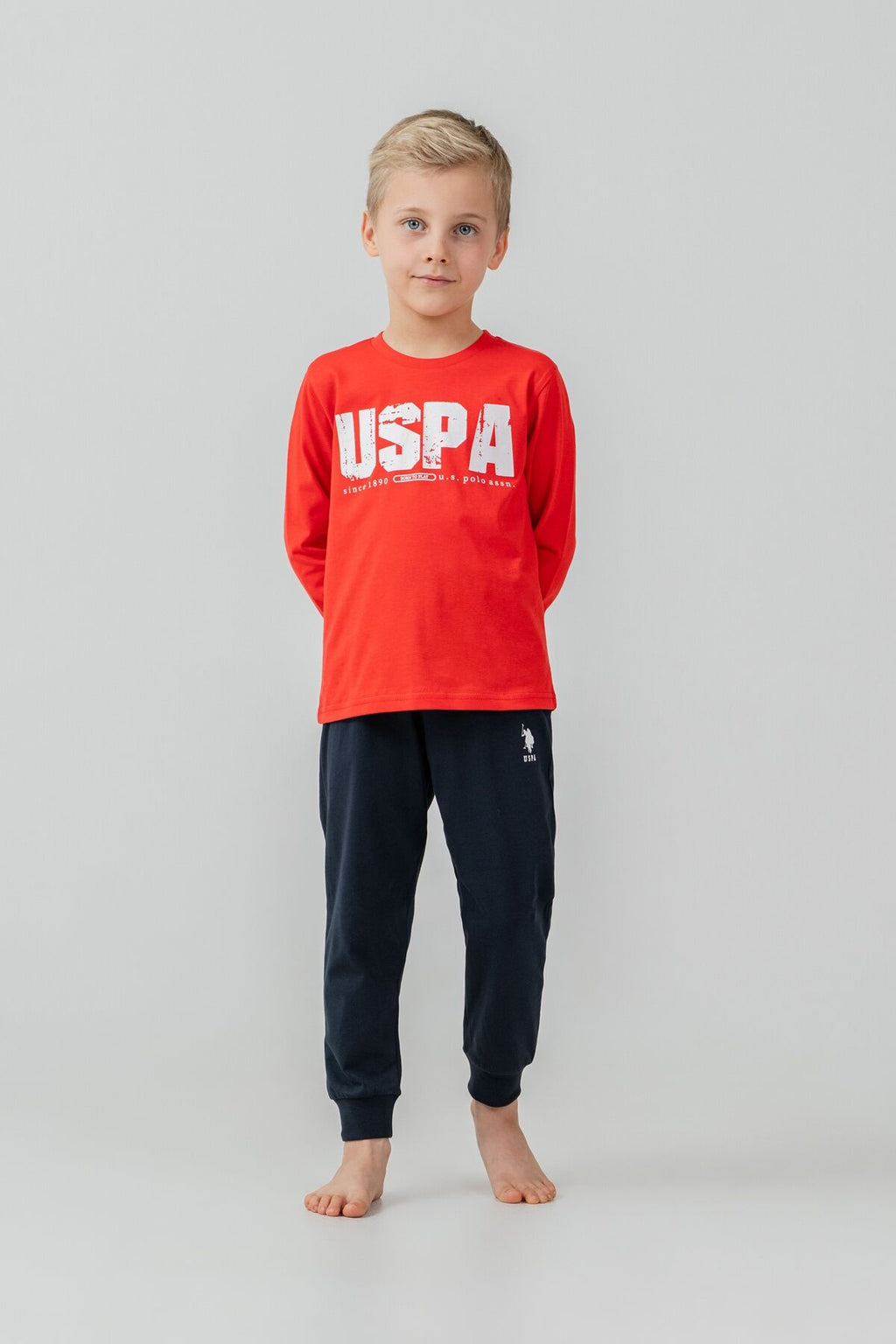 U.S. Polo Assn. Erkek Çocuk Pijama Takımı Baskılı Kırmızı Uzun Kol Pijama Takımı US2634-C-V1