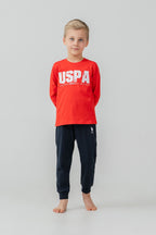 U.S. Polo Assn. Erkek Çocuk Pijama Takımı Baskılı Kırmızı Uzun Kol Pijama Takımı US2634-C-V1