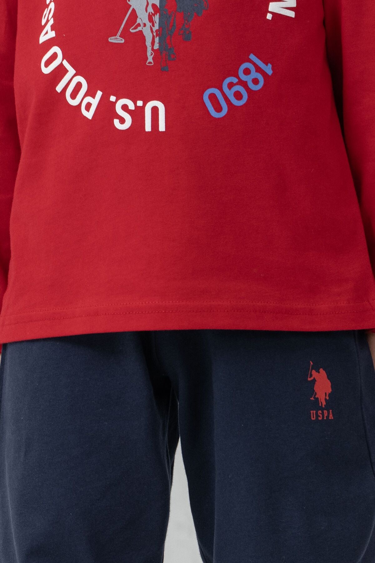 U.S. Polo Assn. Erkek Çocuk Pijama Takımı Baskılı Kırmızı Uzun Kol Pijama Takımı US2638-C-V2