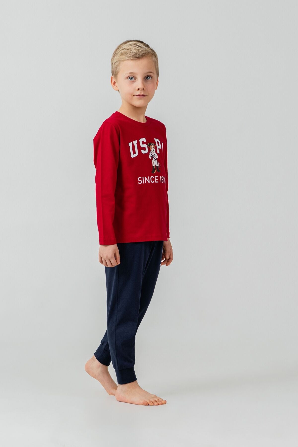 U.S. Polo Assn. Erkek Çocuk Pijama Takımı Baskılı Kırmızı Uzun Kol Pijama Takımı US2639-C-V2