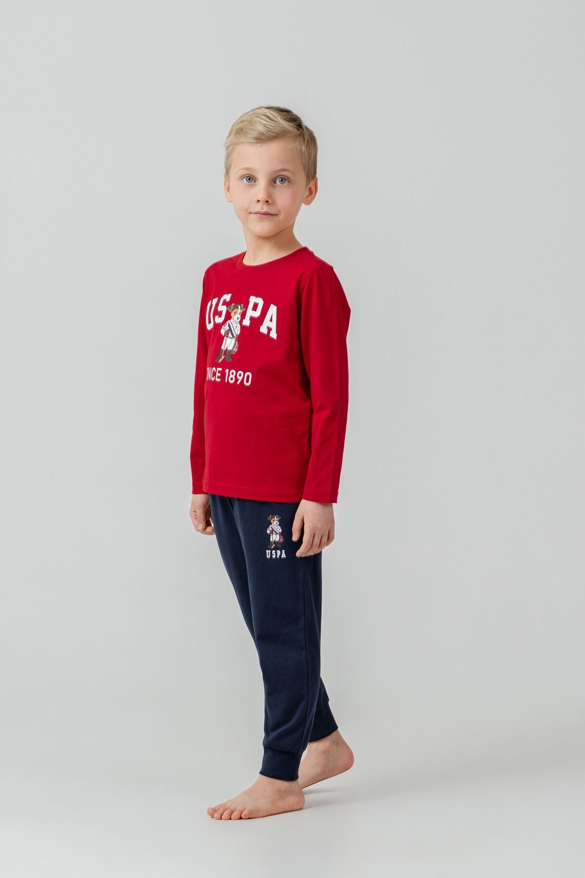 U.S. Polo Assn. Erkek Çocuk Pijama Takımı Baskılı Kırmızı Uzun Kol Pijama Takımı US2639-C-V2