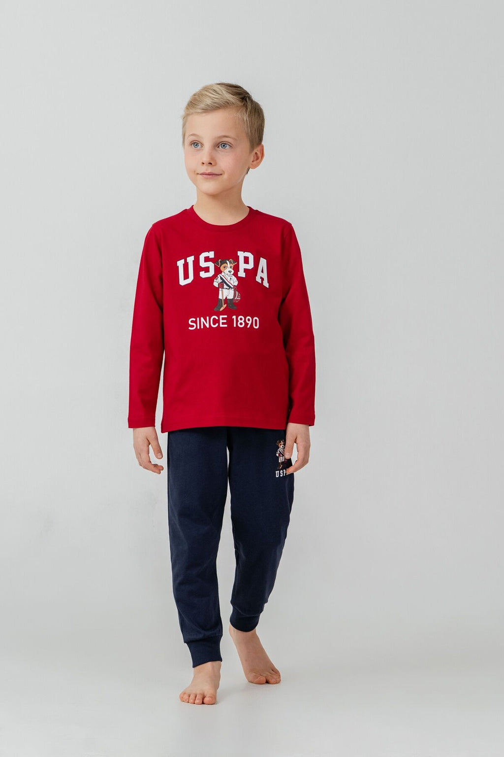 U.S. Polo Assn. Erkek Çocuk Pijama Takımı Baskılı Kırmızı Uzun Kol Pijama Takımı US2639-C-V2