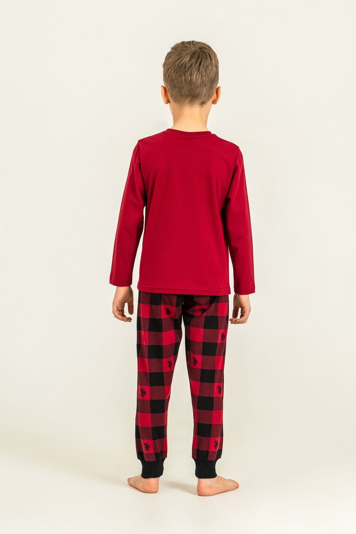 U.S. Polo Assn. Erkek Çocuk Pijama Takımı Baskılı Kırmızı Uzun Kol Pijama Takımı US2647-C-V3