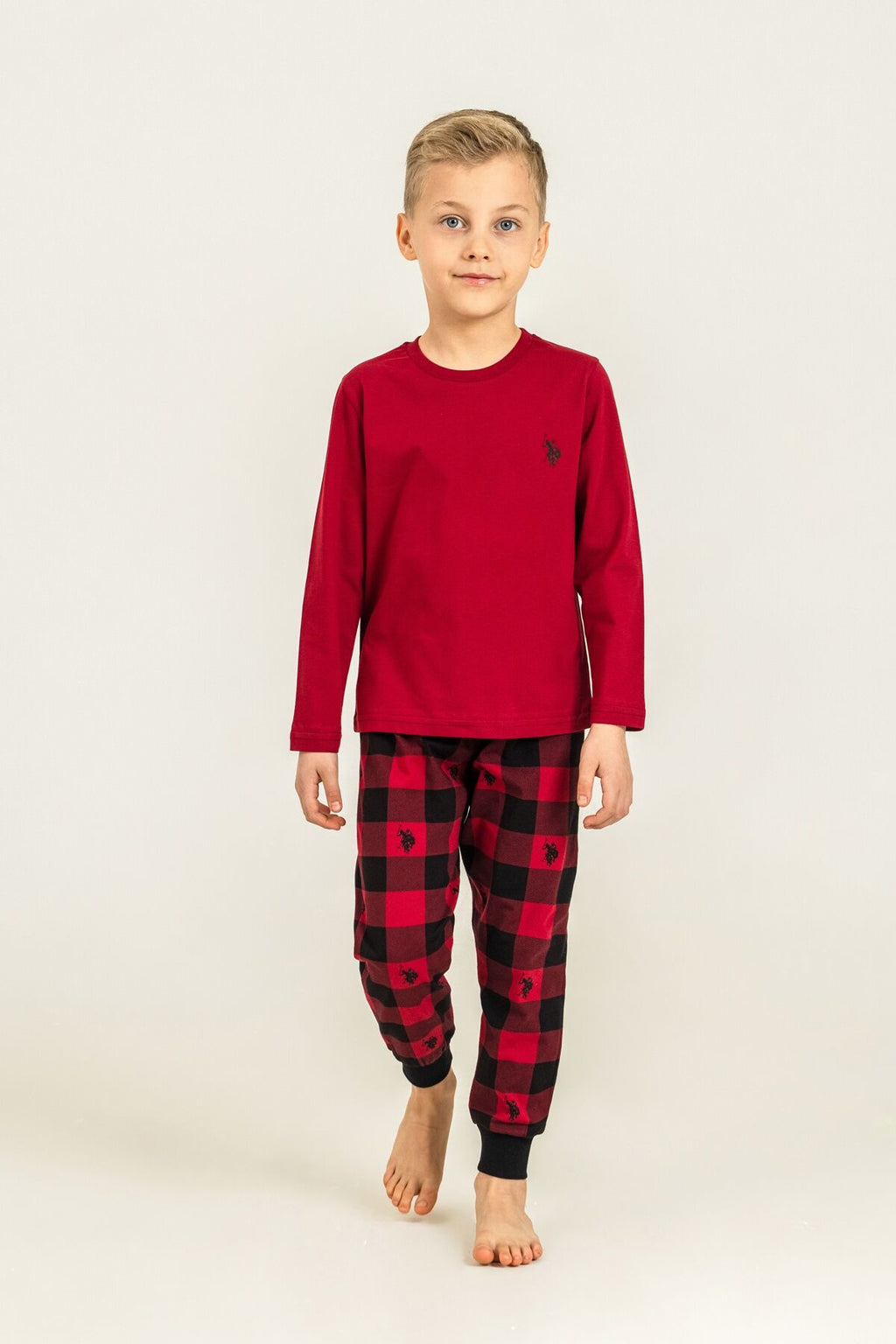 U.S. Polo Assn. Erkek Çocuk Pijama Takımı Baskılı Kırmızı Uzun Kol Pijama Takımı US2647-C-V3