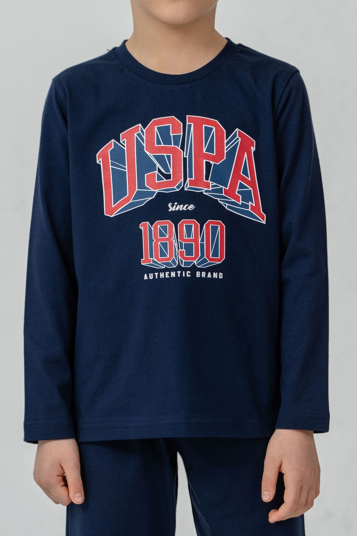 U.S. Polo Assn. Erkek Çocuk Pijama Takımı Baskılı Lacivert Uzun Kol Pijama Takımı US2636-C-V1