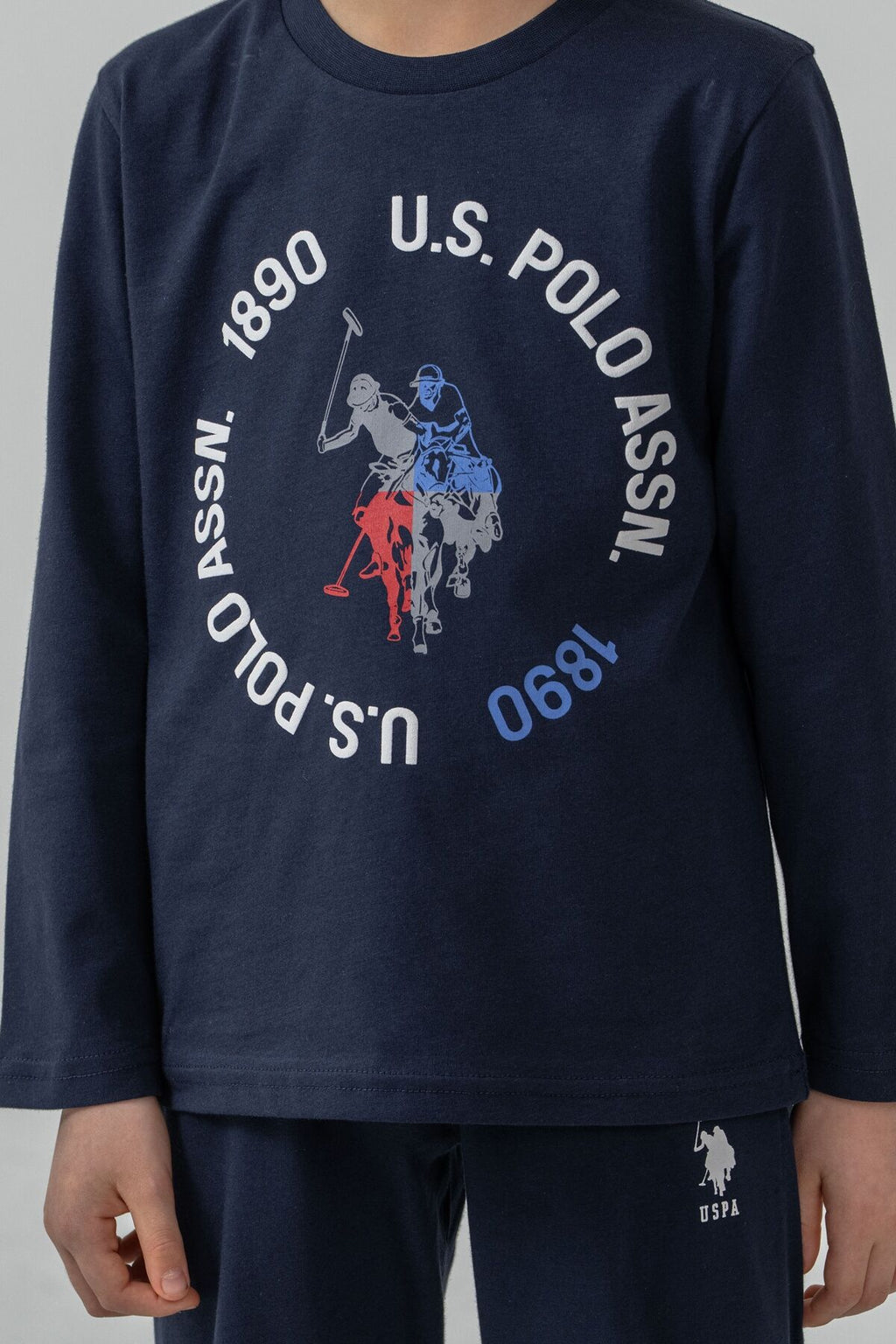 U.S. Polo Assn. Erkek Çocuk Pijama Takımı Baskılı Lacivert Uzun Kol Pijama Takımı US2638-C-V1
