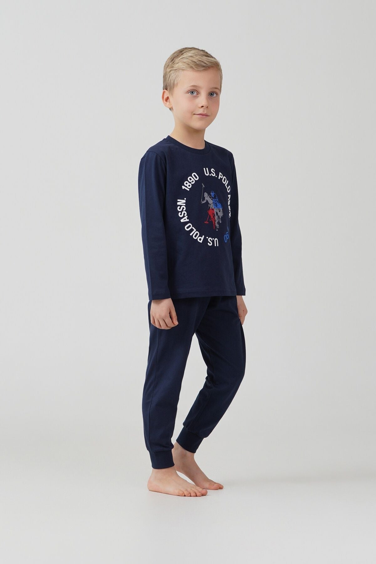 U.S. Polo Assn. Erkek Çocuk Pijama Takımı Baskılı Lacivert Uzun Kol Pijama Takımı US2638-C-V1 Ürün ana görseli