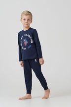 U.S. Polo Assn. Erkek Çocuk Pijama Takımı Baskılı Lacivert Uzun Kol Pijama Takımı US2638-C-V1