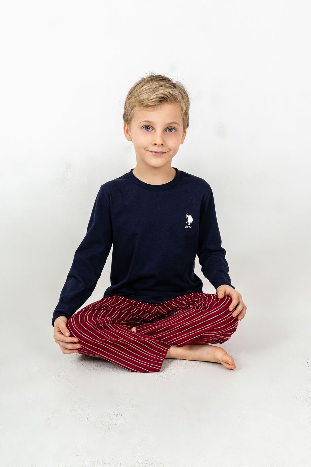 U.S. Polo Assn. Erkek Çocuk Pijama Takımı Baskılı Lacivert Uzun Kol Pijama Takımı US2645-C-V1