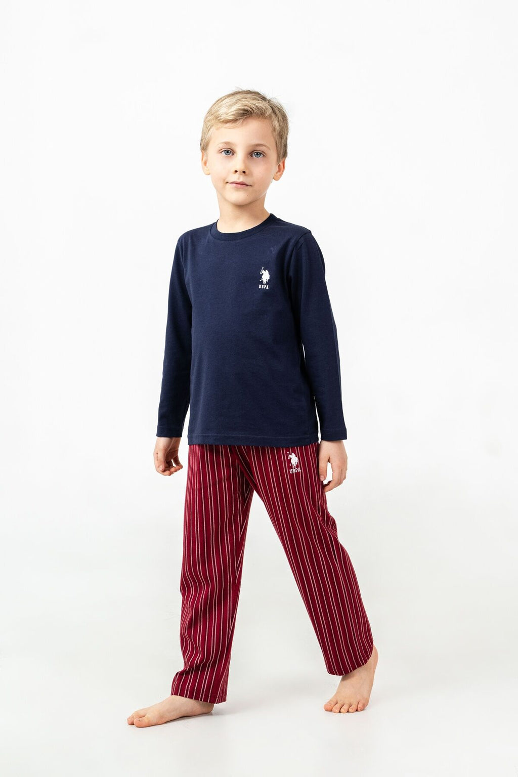 U.S. Polo Assn. Erkek Çocuk Pijama Takımı Baskılı Lacivert Uzun Kol Pijama Takımı US2645-C-V1
