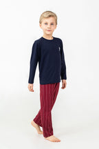 U.S. Polo Assn. Erkek Çocuk Pijama Takımı Baskılı Lacivert Uzun Kol Pijama Takımı US2645-C-V1