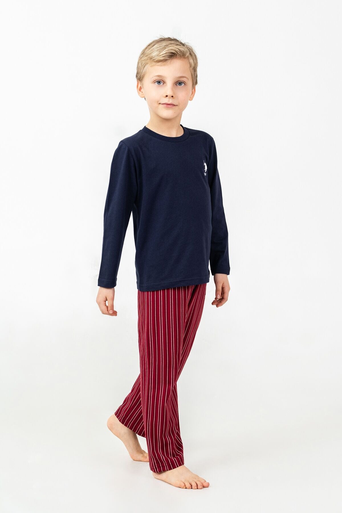 U.S. Polo Assn. Erkek Çocuk Pijama Takımı Baskılı Lacivert Uzun Kol Pijama Takımı US2645-C-V1