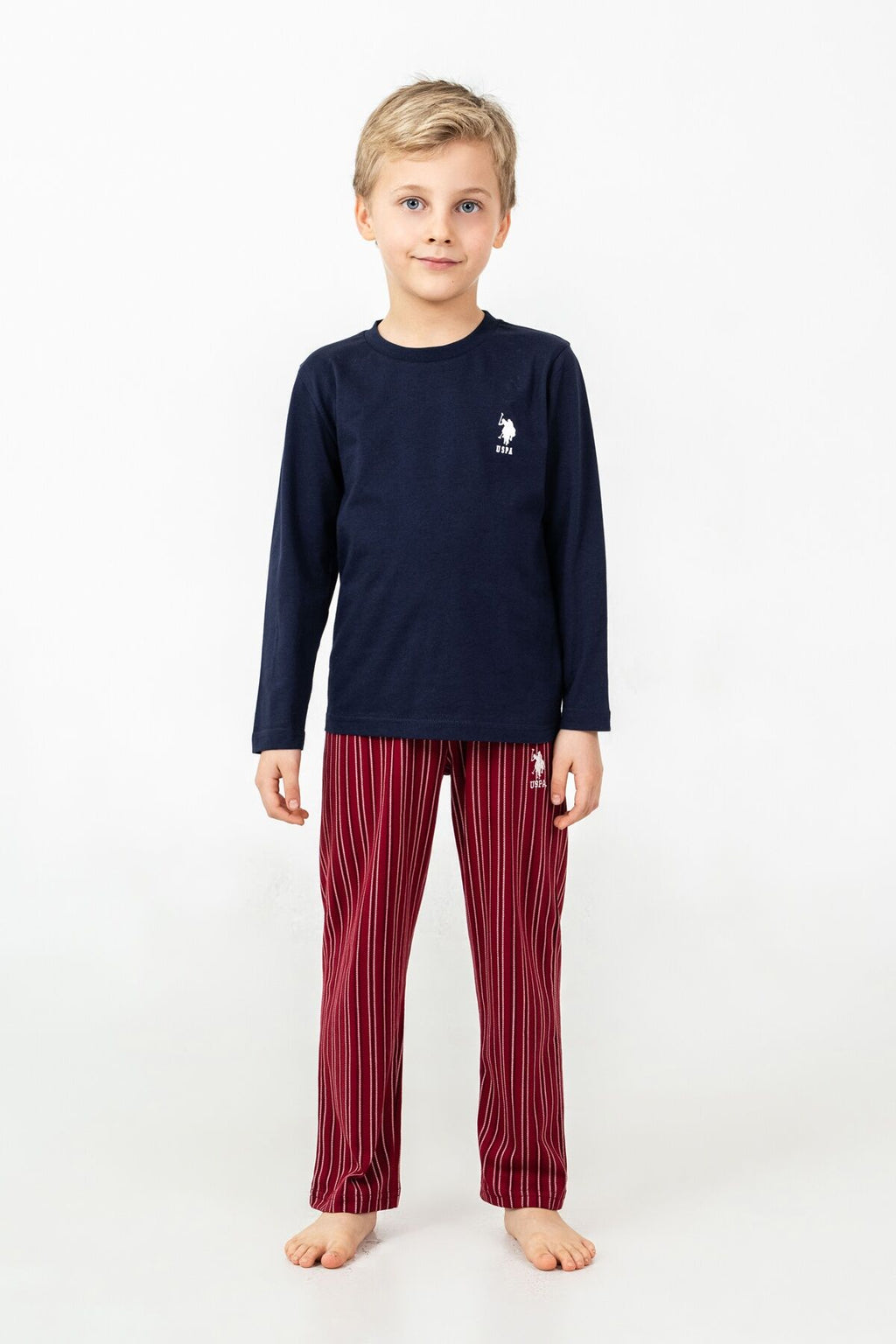 U.S. Polo Assn. Erkek Çocuk Pijama Takımı Baskılı Lacivert Uzun Kol Pijama Takımı US2645-C-V1