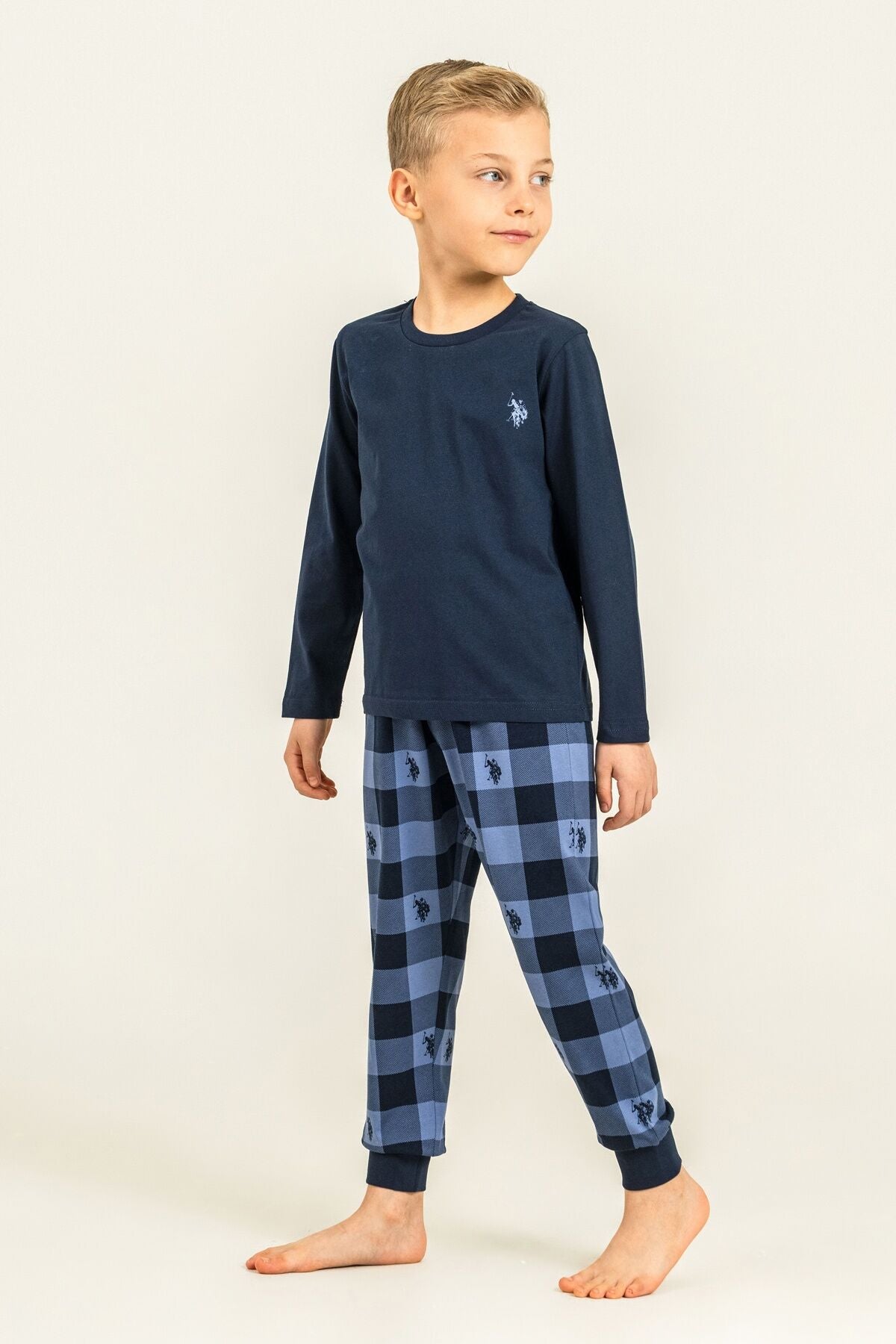 U.S. Polo Assn. Erkek Çocuk Pijama Takımı Baskılı Lacivert Uzun Kol Pijama Takımı US2647-C-V1 Ürün ana görseli
