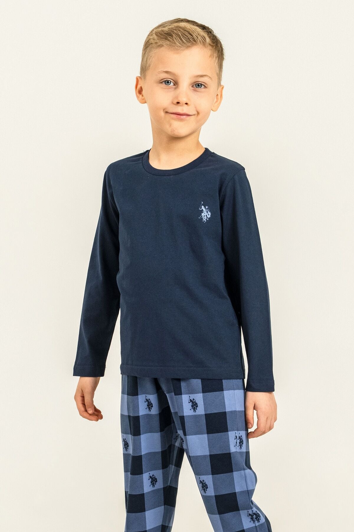 U.S. Polo Assn. Erkek Çocuk Pijama Takımı Baskılı Lacivert Uzun Kol Pijama Takımı US2647-C-V1