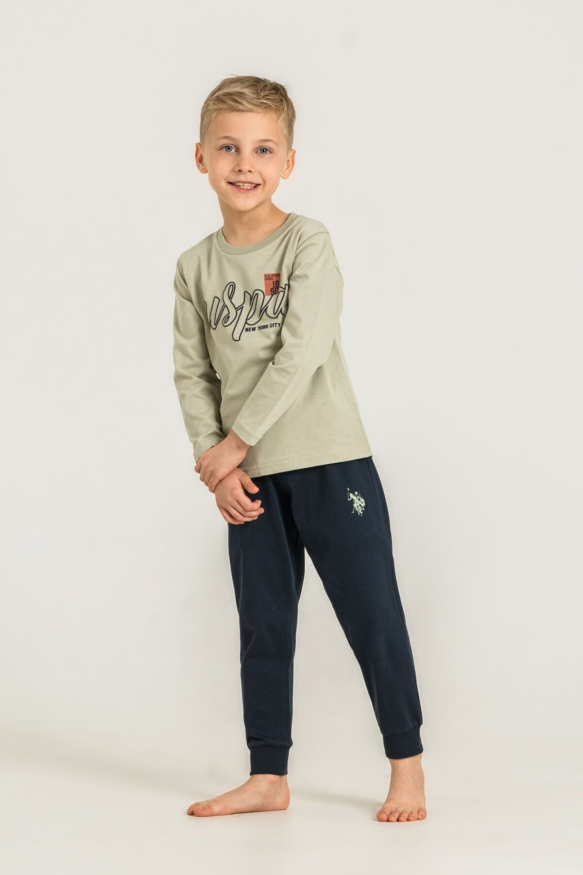 U.S. Polo Assn. Erkek Çocuk Pijama Takımı Baskılı Yeşil Uzun Kol Pijama Takımı US2635-C-V2 Ürün ikincil görseli