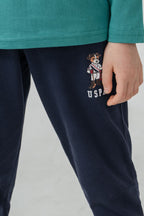 U.S. Polo Assn. Erkek Çocuk Pijama Takımı Baskılı Yeşil Uzun Kol Pijama Takımı US2639-C-V1