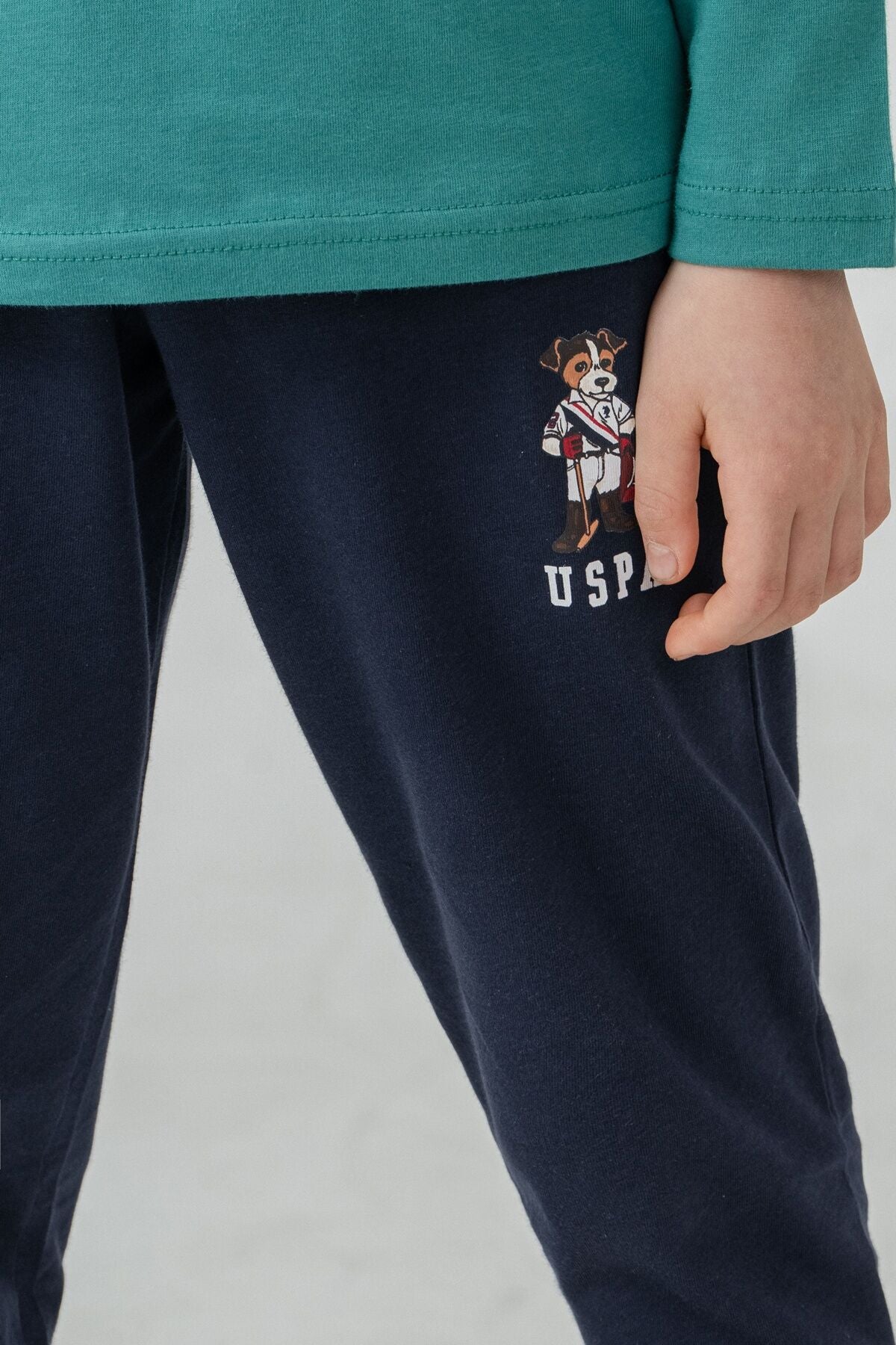 U.S. Polo Assn. Erkek Çocuk Pijama Takımı Baskılı Yeşil Uzun Kol Pijama Takımı US2639-C-V1