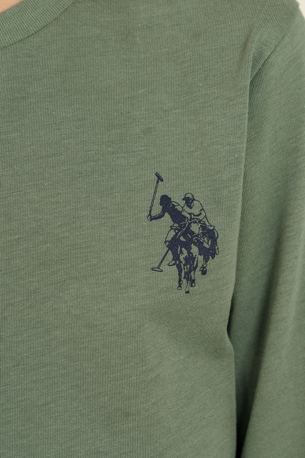 U.S. Polo Assn. Erkek Çocuk Pijama Takımı Baskılı Yeşil Uzun Kol Pijama Takımı US2647-C-V2
