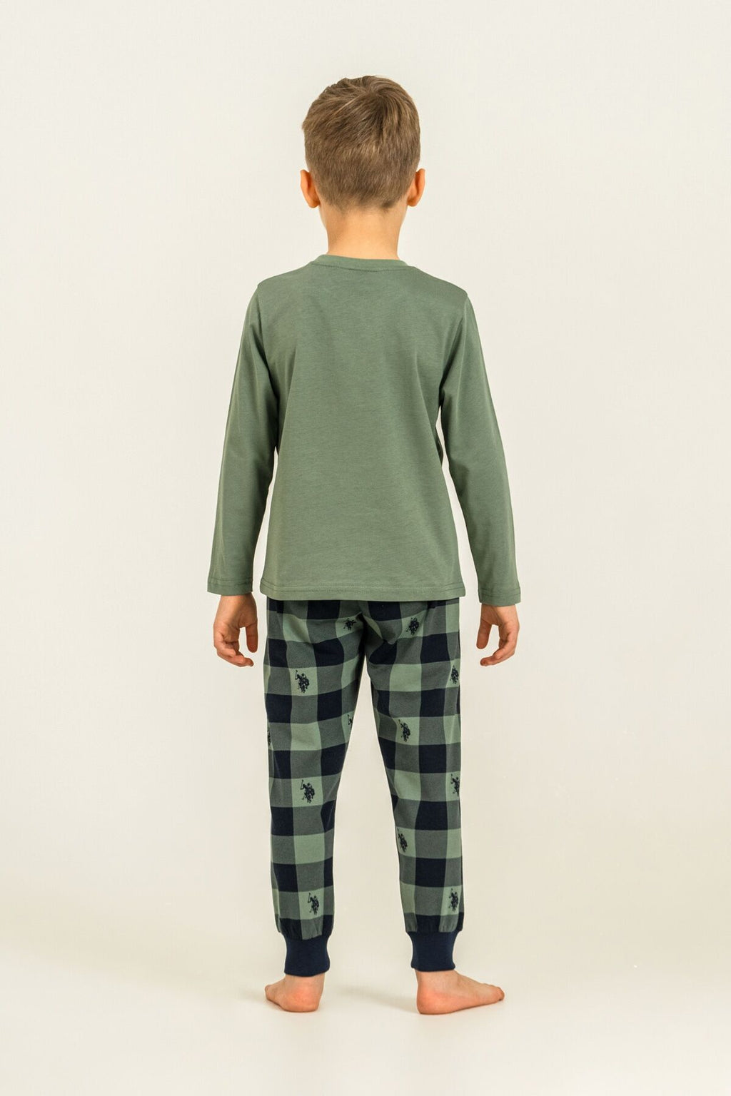 U.S. Polo Assn. Erkek Çocuk Pijama Takımı Baskılı Yeşil Uzun Kol Pijama Takımı US2647-C-V2