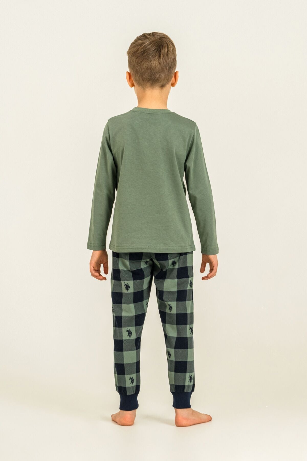 U.S. Polo Assn. Erkek Çocuk Pijama Takımı Baskılı Yeşil Uzun Kol Pijama Takımı US2647-C-V2