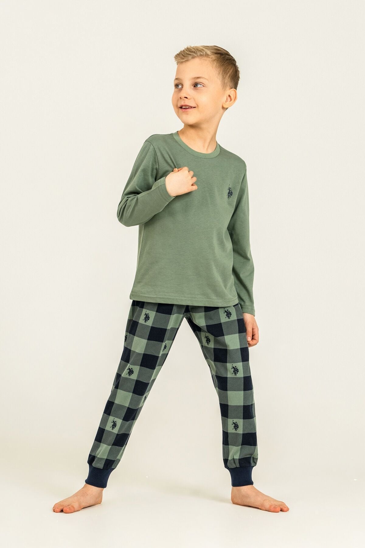 U.S. Polo Assn. Erkek Çocuk Pijama Takımı Baskılı Yeşil Uzun Kol Pijama Takımı US2647-C-V2 Ürün ikincil görseli