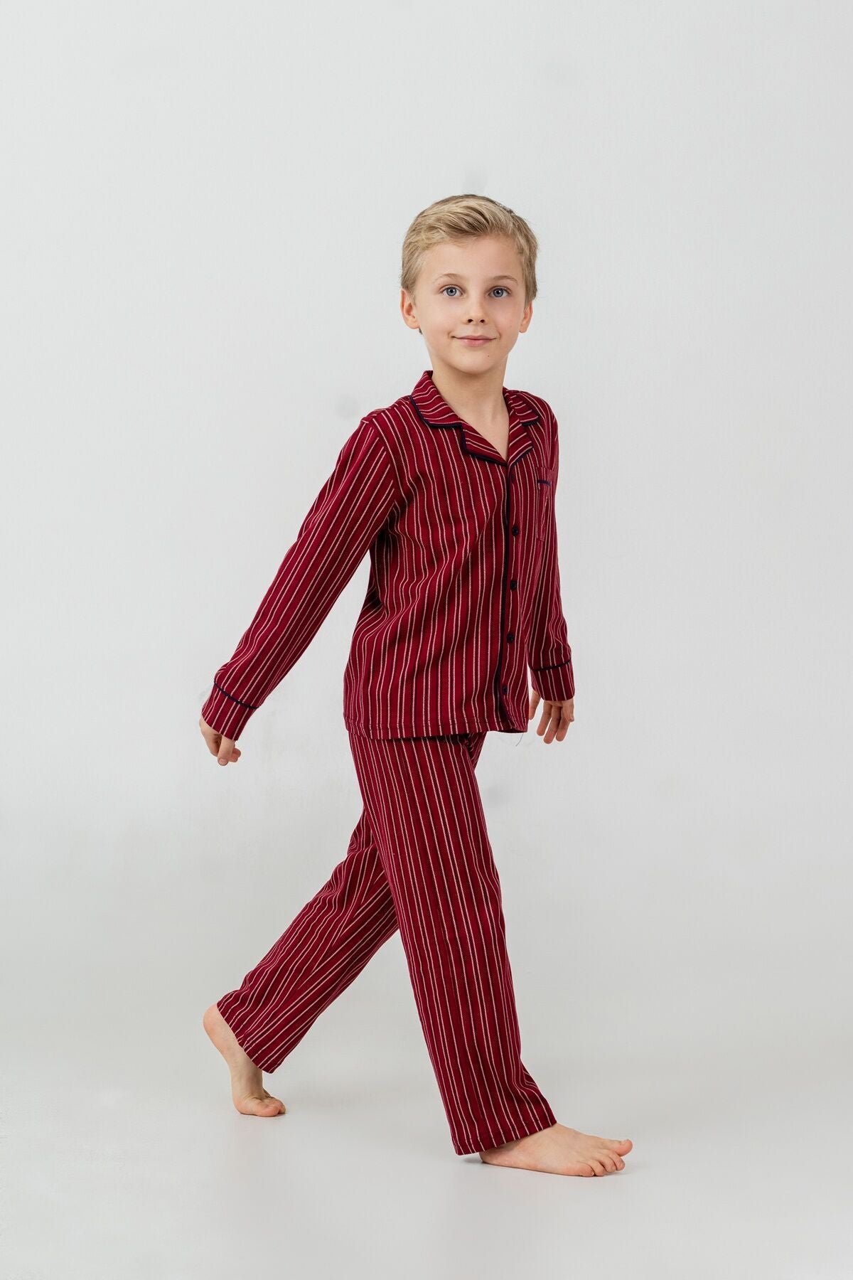 U.S. Polo Assn. Erkek Çocuk Pijama Takımı Nakışlı Kırmızı Uzun Kol Pijama Takımı US2644-C-V1